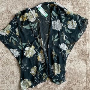 Sheer floral kimono